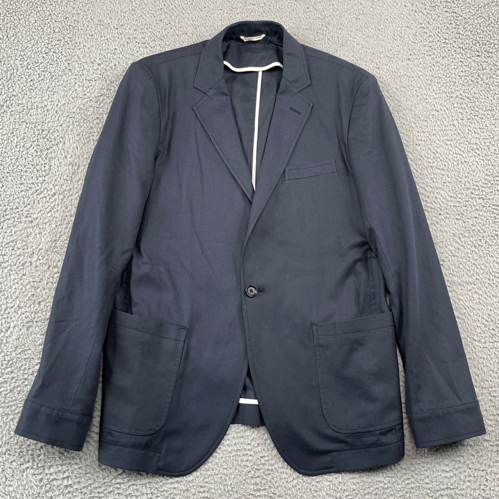 Oliver Spencer Blazer Mens 40 Navy Blue Ecological Tencel Sport Coat Jacket